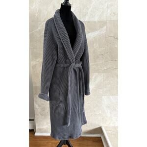 Brooklinen Dreamweave Waffle Robe - M/L Gray Turkish Cotton, Shawl Collar Luxury